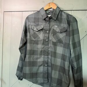 DIXXON FLANNEL MURKED OUT Gray & Black Plaid Women's M Button Down Shirt